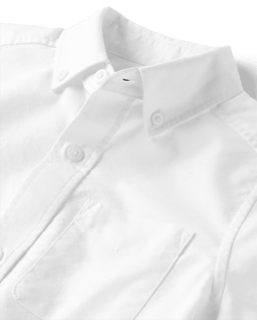 The Children's Place Boys Long Sleeve Oxford Button Down Shirt, White, X-Large Husky