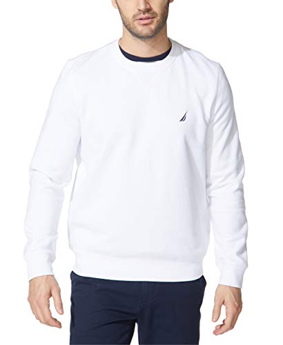 Nautica Men's Basic Crew Neck Fleece Sweatshirt, Bright White, Small