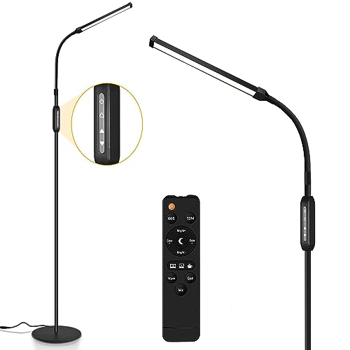 Led Floor Lamp with Remote for Eyelash Extensions Craft Task Lamps Floor Standing Adjustable Gooseneck Dimmer Beauty Lamp Floor for Lashes Facial Spa Salon Makeup