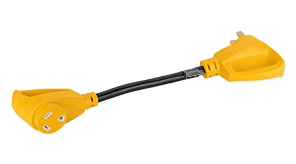 Camco PowerGrip Camper/RV Dogbone Electrical Adapter - Features Heavy-Duty 50-Amp Male and 30-Amp Female Connections - Crafted of 100% Copper 10/3-Gauge Wires & Rated for 125V/3750W (55175)