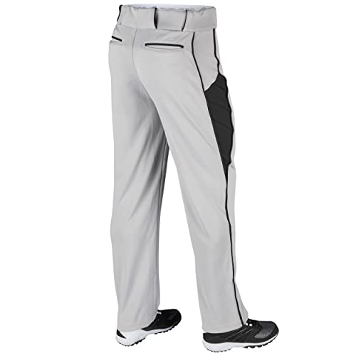 CHAMPRO boys Champro Youth Triple Crown Open Bottom Baseball Pant w Geometric Side Insert, Grey,black, Small US