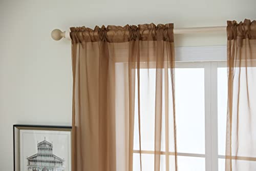bestselected Window Brown Sheer Curtains, W42 x L36 Inches Each 2 Panels Sheer Curtain Basic Rod Pocket Panel for Bedroom Children Living Room Yard Kitchen (W42 x L36, Brown)