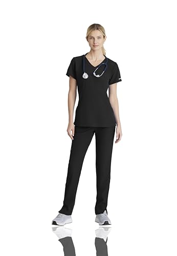BARCO Skechers Vitality Women’s Charge V-Neck Scrub Top – Black, XS