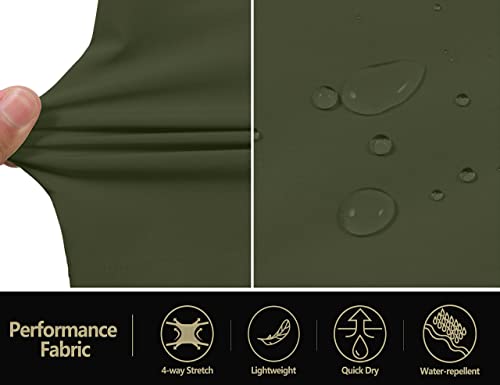 COOFANDY Men's Golf Hybrid Shorts Stretch Lightweight Quick Dry Flat Front Casual Dress Work Shorts with Zipper Pockets Army Green
