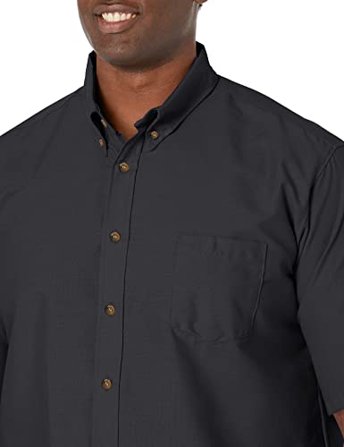 Red Kap Men's Standard Poplin Dress Shirt, Stain and Wrinkle Resistant, Short Sleeve, Black, Medium