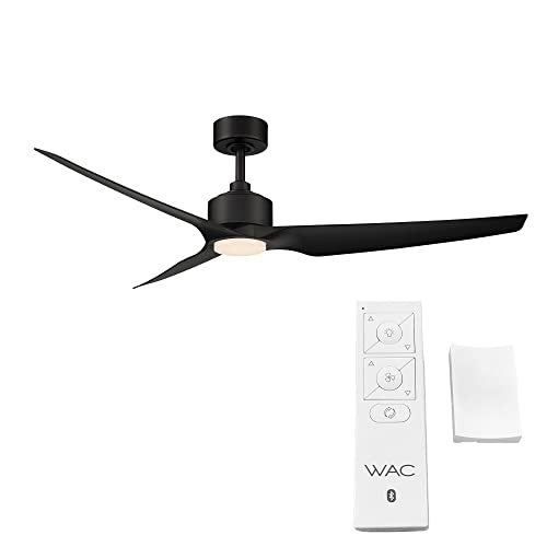 WAC Smart Fans Stella Indoor and Outdoor 3-Blade Smart Home Ceiling Fan 60in Matte Black with 3000K LED Light Kit and Remote Control Works with Alexa and iOS or Android App