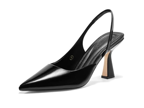 Coutgo Womens Slingback Stiletto High Heels Closed Pointed Toe Pumps D’Orsay Sexy Office Dress Shoes, Black, Size 6