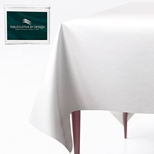 tablecloths by design Premium Table Pad Protector Superior Protection from Spills, Scratches & Heat- Reusable Vinyl Table Cloth with Cushion Flannel Backing (52" Round)