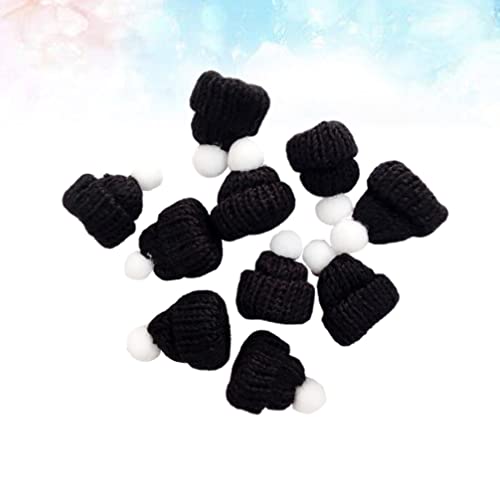 PRETYZOOM Christmas Knitting Hats - Santa Doll Hat, Lollipop Hats, Wine Bottle Hat for DIY Craft Decoration (10pcs, Black)