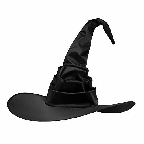 UTTPLL Halloween-Witch-Costume-Accessory-Cosplay Womens Ruched Witches Hats Wizard Headwear Girls Wide Brim Pointed Hat Magic Party Christmas Masquerade Carnivals Black