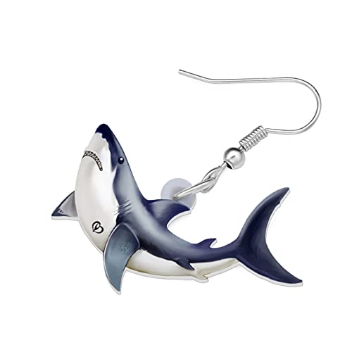 YAYAKO Acrylic Anime Shark Earrings Dangle Ocean Animals Jewelry Cute Shark Gifts for Shark Lovers Women Charms (Azure)