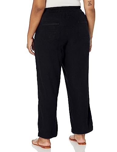 EVANS Women's Plus Size Trouser Linen VISC, Black