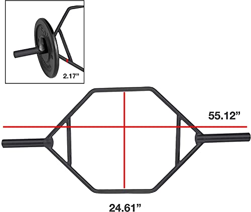 CAP Barbell Olympic Hex / Trap /Shrug /Deadlift Bar with Combo Grips, Black - New Version (OBIS-89HB)