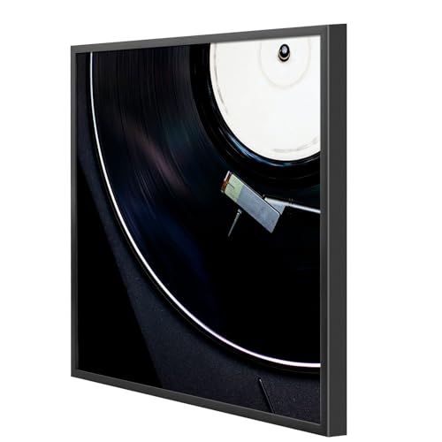 Golden State Art, Aluminum Album Frame Display 12.5x12.5 Vinyl Record, Brushed Metal Finish Records Frames, Acrylic Glass Front, for 12'' Album cover (1 Pack Black)