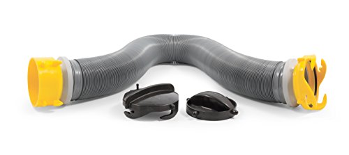 Camco 39665 Deluxe 10' Sewer Hose Extension - Heavy Duty Design with Swivel Fittings, Easy to Use and Compresses for Simple Storage, Storage Caps Included, Gray