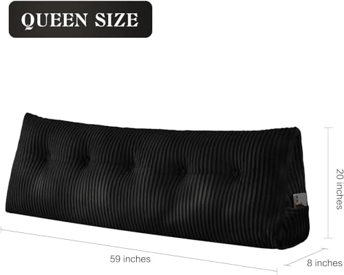 Large Headboard Pillow Headboard Wedge Pillow Bed Rest Reading Pillow Bolster Triangular Pillow for Sitting in Bed-Backrest Positioning Support Long Pillow for Daybed (Queen: 59x8x20 Inches,Blue)