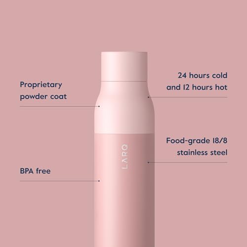 LARQ Bottle Twist Top 17 oz - Insulated Stainless Steel Water Bottle | BPA Free | Reusable for Camping, Office, Travel | Keeps Drinks Cold and Hot, Himalayan Pink