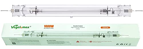 Vegelumax 1000Watt Double Ended High Pressure Sodium Super DE HPS Grow Light Bulb,High PAR Enhanced Red and Orange Optimized Spectrum for Plant Flourishing Growth,CCT 2000K,150000 Lumens,1Pack