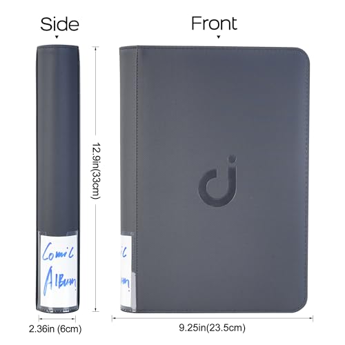 D DACCKIT Comic Book Binder, Comic Book Storage Album with Sleeves for Current, Silver Age, Regular Comics Bagged and Boarded - Fits 30+ Comic Books๏ผClassic Black๏ผ