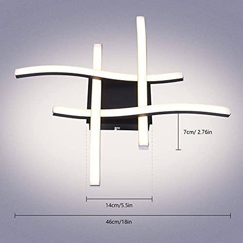 HUOKU 4-Light Dimmable LED Ceiling Light Modern, 24W Curved Ceiling Light Fixture Without Assembly Black Flush Mount Lighting Fixture for Hallway, Bedroom, Living Room, 1667M 3000K Warm White