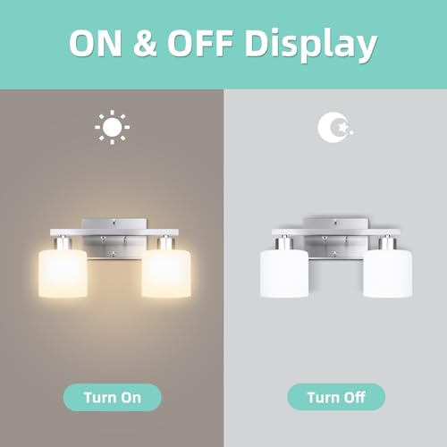SILAMPDI Black Bathroom Lighting Fixtures Over Mirror, Modern 2-Light Vanity Lights Fixtures, Rustproof Wall Sconces Light for Bedroom, Hallway, Milky White Glass Shades, E26 Base, Bulbs Not Included