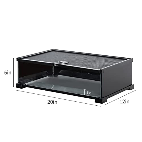 REPTIZOO Small Reptile Tank 20" x 12" x 6" Glass Reptile Terrarium with Top Feeding Habitat for Snake Spider