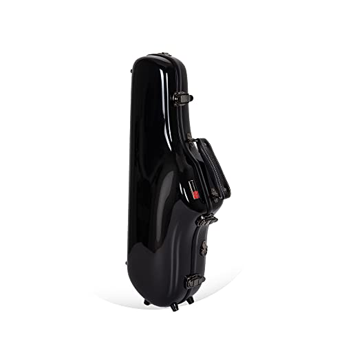 Crossrock Fiberglass Alto Saxophone Case - Includes Accessory Pocket, Removable Shoulder Straps, TSA Lock - Black (CRF1020ASBK)
