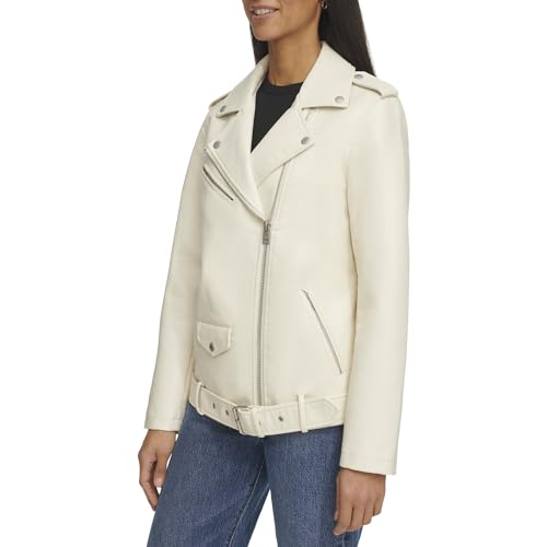 Levi's Women's Oversized Faux Leather Belted Motorcycle Jacket (Standard & Plus Sizes), New Black