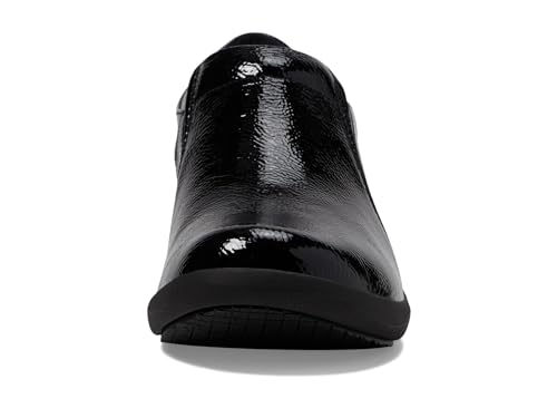 Clarks Women's Talene Pace Loafer, Black Crinkle Patent Synthetic, 8