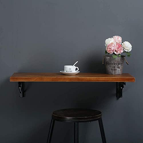 (31" Lx16 W) Industrial Rustic Folding Wall Mounted Workbench Drop Leaf Table, Dining Table Desk, Pine Wood Wall Mounted Bar Tables,Workbench,Study Table,Collapsible Butcher Block Solid Wood Table
