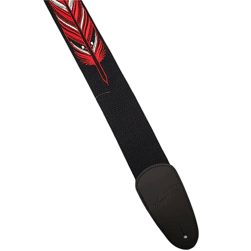 Henry Heller Guitar Strap (HDH-01), Black - Feather Design