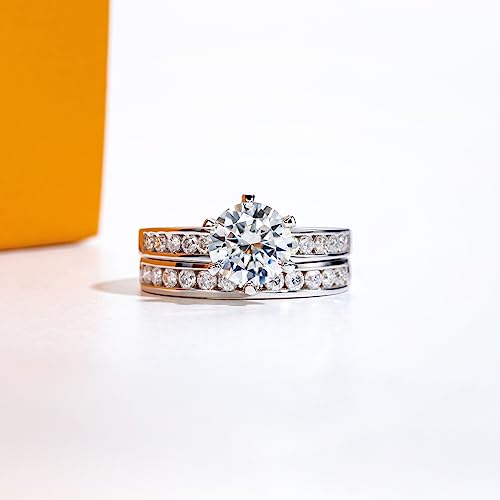 Moissanite Engagement Rings 1.27cttw D Color VVS1 Clarity Round Brilliant Cut Channel Set Lab Created Diamond S925 Sterling Silver 6 Prong Solitaire Promise Wedding Rings Christmas Gift for Women with Certificate(5)