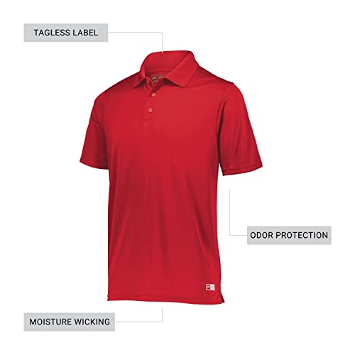 Russell Athletic Men's Dri-Power Performance Golf Polo Shirt, -true red, L