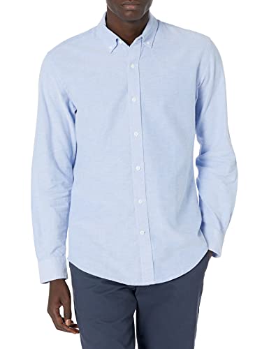 Amazon Essentials Men's Regular-Fit Long Sleeve Oxford Shirt, Blue, X-Small