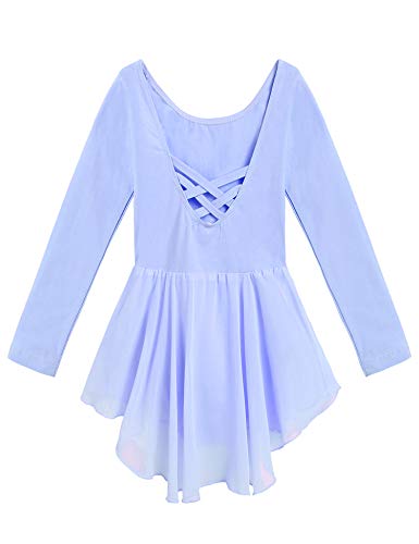 Zaclotre Ballet Leotards for Girls Toddler Classic Long Sleeve Criss-Cross Back Dance Dress Ballerina Outfits