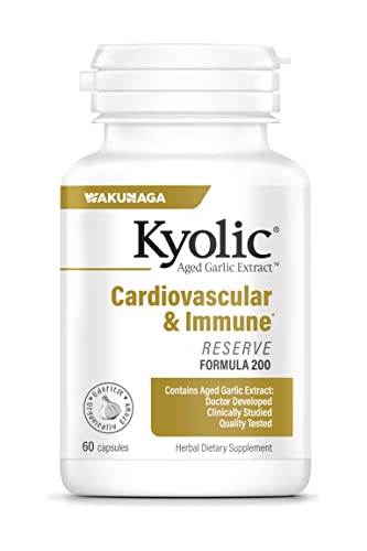 Kyolic Aged Garlic Extract Formula 200, Cardiovascular & Immune, Reserve 60 Capsules (Packaging May Vary)