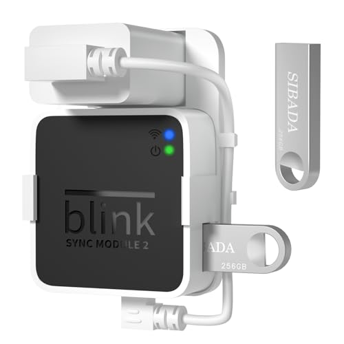 256GB USB Flash Drive, Outlet Wall Mount Holder for Blink Sync Module 2 with Short Cable Save Space,Mount Bracket for Blink Outdoor Indoor Security System (Blink Add-On Sync Module 2 is NOT Included)