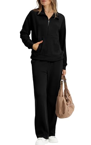 XIEERDUO Two Piece Sets for Women Fall Travel Outfits Long Sleeve Sweat Tracksuit Workout Sweatsuit Loose Loungewear Women's Winter Clothes L
