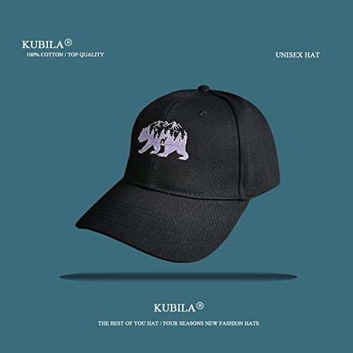 KUBILA Bears Hat for Men Women Black,Mountain Tree Bear Baseball Cap for Hiking, Hunting,Climbing, Fishing, Outdoor Adventure