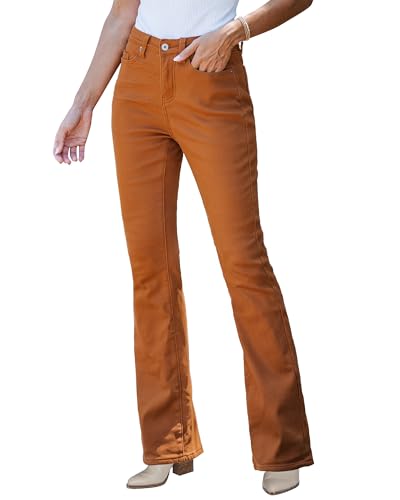 GRAPENT Orange Flare Pants - Women's Bell Bottoms in Apricot, Size XS/X-Small