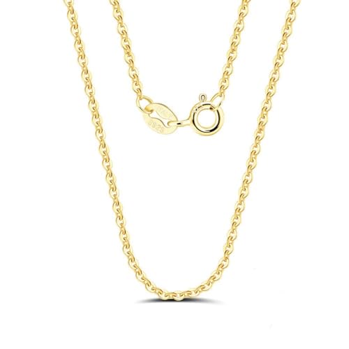PINKPIN S925 Sterling Silver Necklace - Twisted Rope Chain with 1.2mm Thickness, Unisex Design, Italian Craftsmanship, Simple and Fashionable, Versatile Neckchain (16IN, Gold)