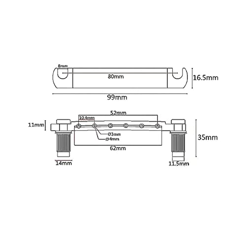 ROZILO Electric Guitar Tune-O-Matic Tailpiece Wrap Around Bridge Tailpiece for Les Paul LP Junior Black