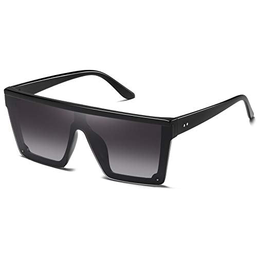 STORYCOAST Oversized Square Sunglasses for Women Men Fashion Siamese Lens Style Flat Top Shield Shades Light Brown-Gradient Brown Lens