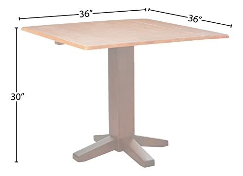 Solid Wood 36" Square Dual Drop Leaf Dining Table, White