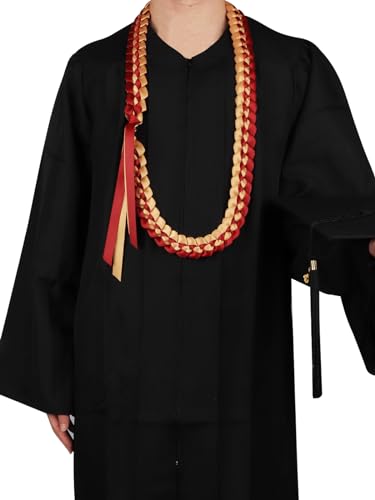 TFTAFAN Graduation Leis Ribbon Lei Necklace 2024 Braided Necklace Gift Party Accessories for Women and Men (6, Purple and Gray)