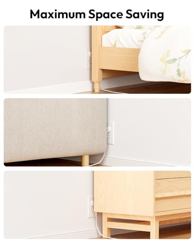 NTONPOWER Flat Extension Cord 5 Feet, Small Flat Plug Power Strip with 3 USB(1 USB-C), 3 Outlets Small Extension Cord, Portable Extension Cord, Compact for Home Office Dorm Room Essentials,White