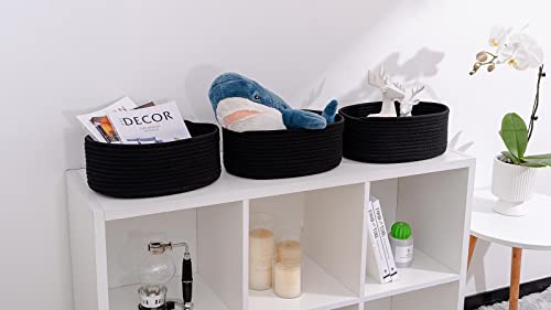 Kriitools Shelf Storage Baskets for Organizing|Decorative Basket for Closet Storage|Toy Baskets&Bins|Small Woven Rope Baskets-13x8.66x5.11’’,Durable&Stylish,Oval 3 Packs Off White&Mixed Gray