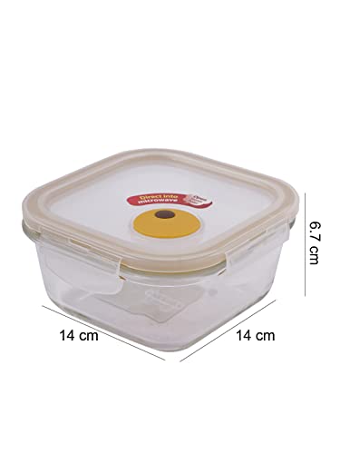 LOCK & LOCK Purely Better Glass Food Storage Container with Steam Vent Lid, Square-17 oz, Color may vary