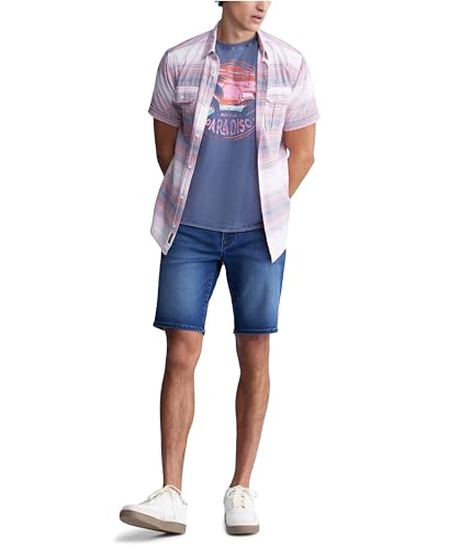 Buffalo David Bitton Men's Relaxed Straight Dean Denim Shorts, Sanded and Distressed, 31