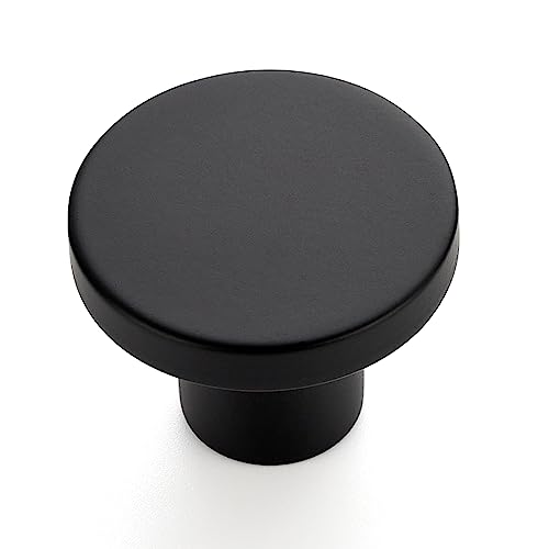 Ravinte 5 Pack Cabinet Knobs Black Kitchen Cabinet Knobs Round Dresser Drawer Knobs Matte Black Drawer Pulls Closet Door Knobs 1-1/5 Inch